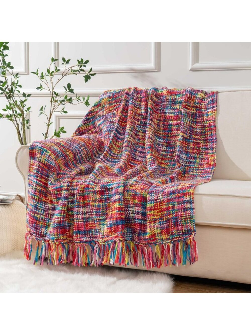 Cozy Multicolor Throw Blanket for Couch or Bed, Soft 50"x60" Home Decor
